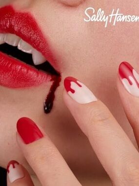 2PK- Sally Hansen Bampire Bloody Halloween Oval Shaped Press On Nails